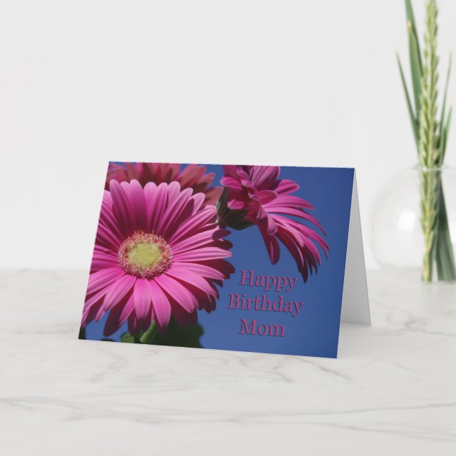 Grattis på födelsedagen Mamma - Rosa Gerbera Kort (Framsida)