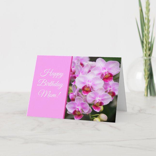 Grattis på födelsedagen Mamma! Rosa orkidéer Kort (Framsida)