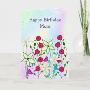 Grattis på födelsedagen Mamma, Söt Blommigten Kort