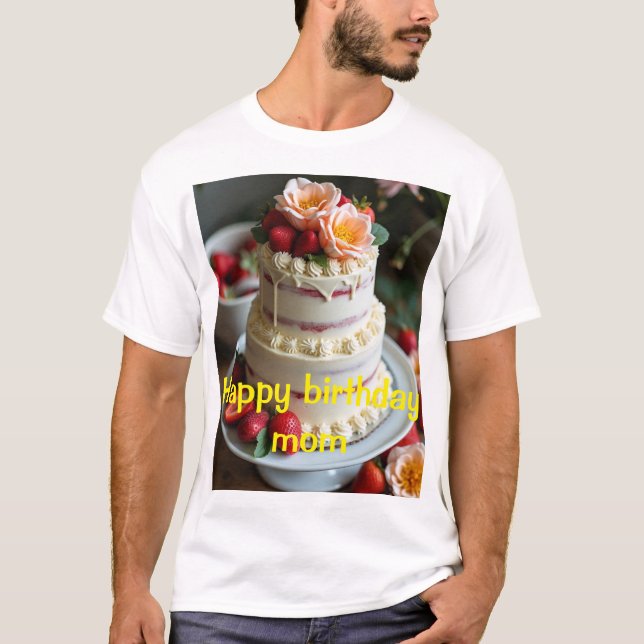 Grattis på födelsedagen mamma T-Shirt-design T Shirt (Framsida)