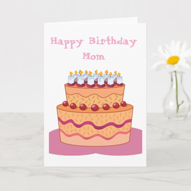 Grattis på födelsedagen Mamma Tårta Falt Gratulati Kort (Liten växt)