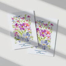 Grattis på födelsedagen Mamma Vattenfärg Vildblomm