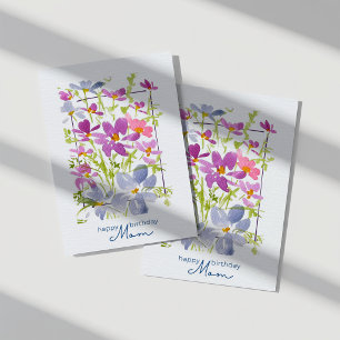 Grattis på födelsedagen Mamma Vattenfärg Vildblomm Kort