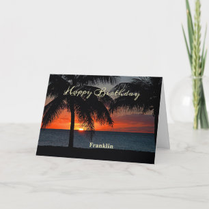Grattis på födelsedagen Manar Sunset Ocean Tropica Kort