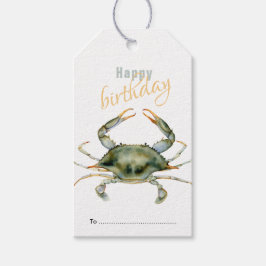 Grattis på födelsedagen, Marine Life, Crab, Beach  Presentetikett