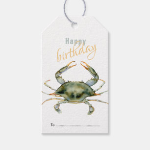 Grattis på födelsedagen, Marine Life, Crab, Beach Presentetikett