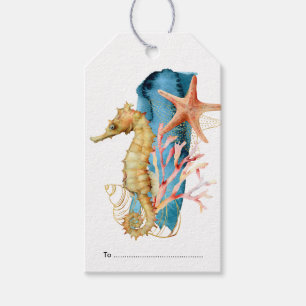 Grattis på födelsedagen, Marine Life Seahorse Beac Presentetikett