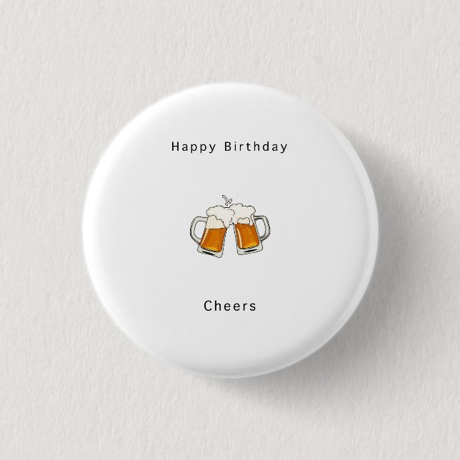 Grattis på födelsedagen märke, knapp, knapp, Skål  Knapp (Framsida)
