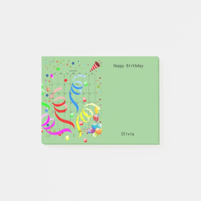 Grattis på födelsedagen mars 2022 post-it block (Framsida)