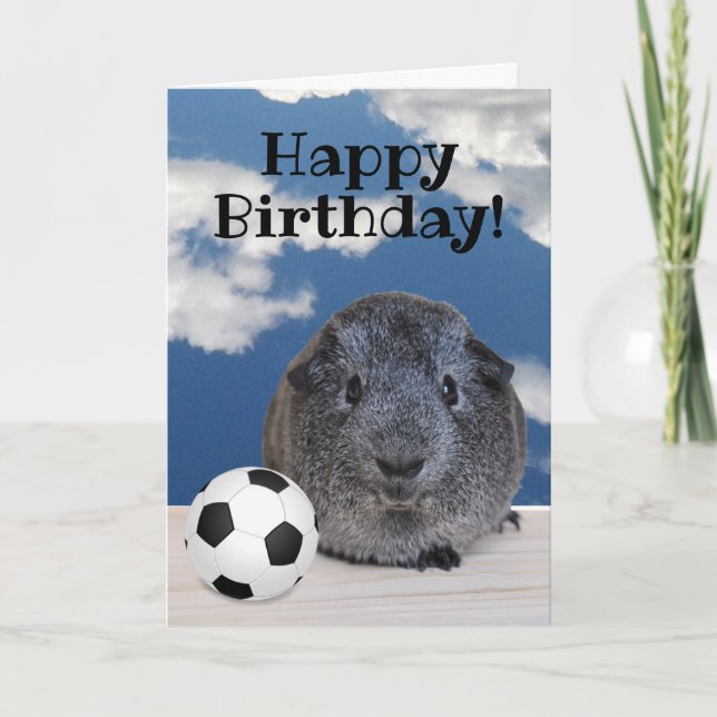 Grattis på födelsedagen Marsvin Svart Vit Fotboll Kort (Framsida)