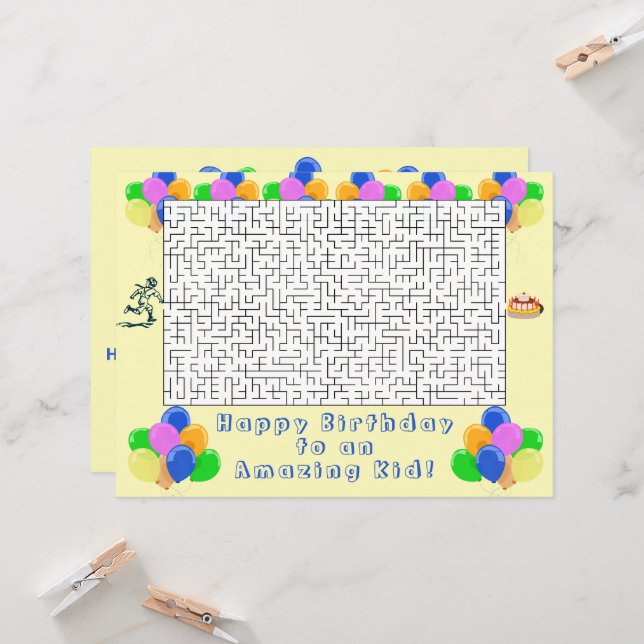 Grattis på födelsedagen Maze och Balloons Fantasti (Fram/Back In Situ)