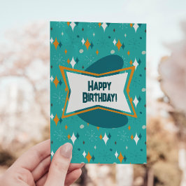 Grattis på födelsedagen, MCM Atomic Starburst Teal Julkort