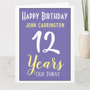 Grattis på födelsedagen med 12-årskort för Namn oc Kort