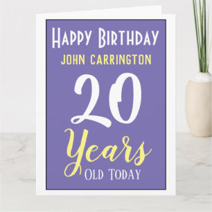 Grattis på födelsedagen med 20 års kort för Namn o