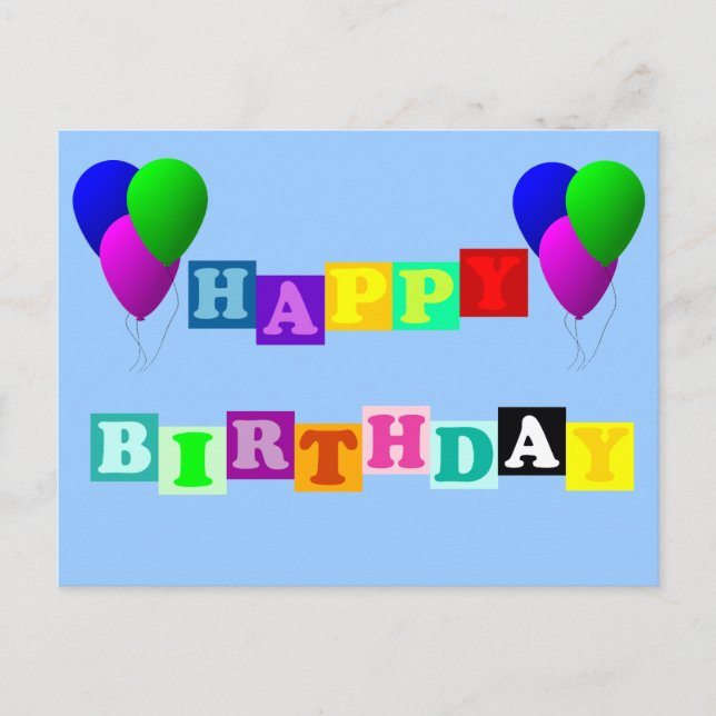 Grattis på födelsedagen med ballonger av Shirley T Vykort (Framsida)