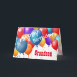 grattis på födelsedagen med Balloons GRANDSON Kort<br><div class="desc">grattis på födelsedagen med färgstarka ballonger GRANDSON. Den här festliga designen med sina färgstarka ballonger som du kan anpassa med ett födelseår, namn, och känslan gör ett enastående födelsedagskalenderkort för ett mycket speciellt GRANDSON. Text är anpassade. Du kan anpassa dig för valfritt årsdag och vilket familjeförhållande som helst, inklusive 1:a...</div>
