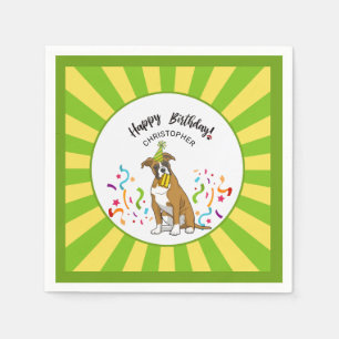 Grattis på födelsedagen med Boxer Hund Buddy Party Pappersservett