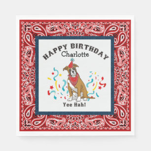 Grattis på födelsedagen med Boxer Hund i Red Banda Pappersservett