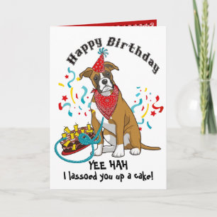 grattis på födelsedagen med Boxer i Red Bandana Kort