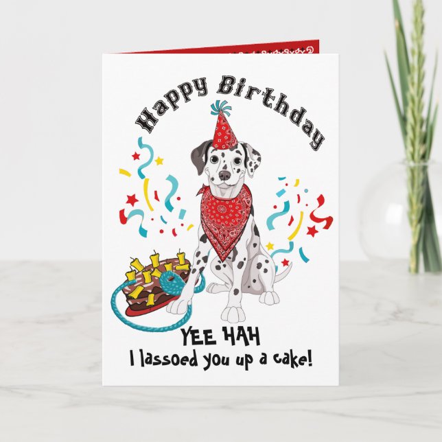 Grattis på födelsedagen med Dalmatien Hund i Red B Kort (Framsida)