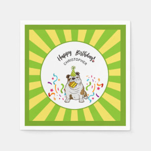 Grattis på födelsedagen med din bulldog Hund Buddy Pappersservett