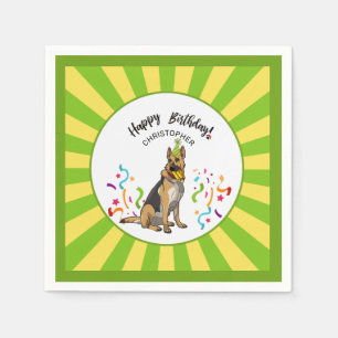 Grattis på födelsedagen med din tyska shepherd Par Pappersservett