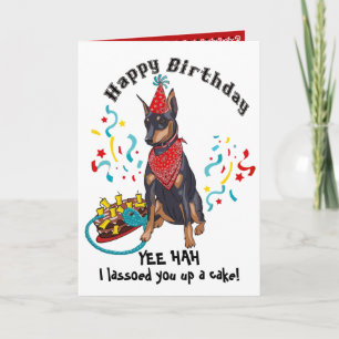Grattis på födelsedagen med Doberman Hund i Red Ba Kort