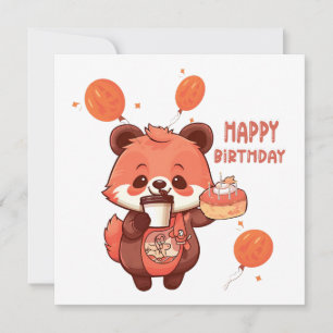 "Grattis på födelsedagen med en Cute Raccoon and C Julkort