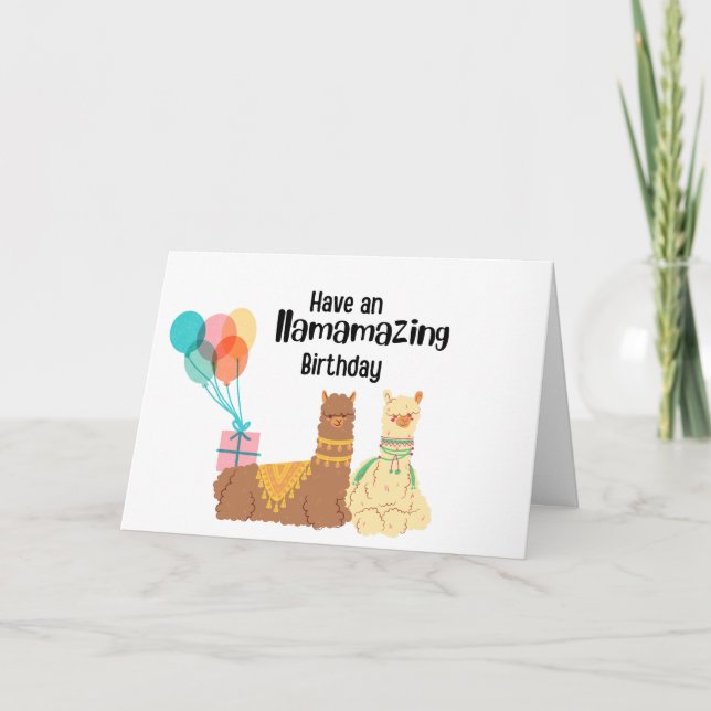 Grattis på födelsedagen med en lama kort (Framsida)