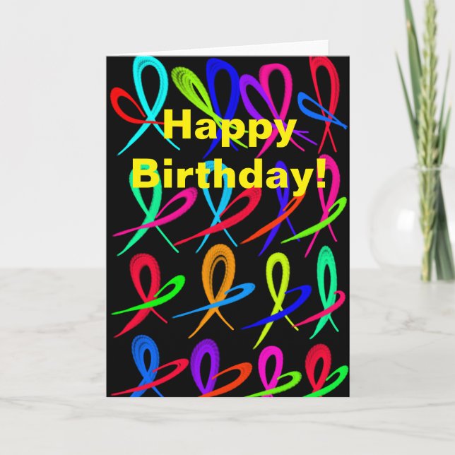 Grattis på födelsedagen med färgstarka hjärtan kort (Framsida)