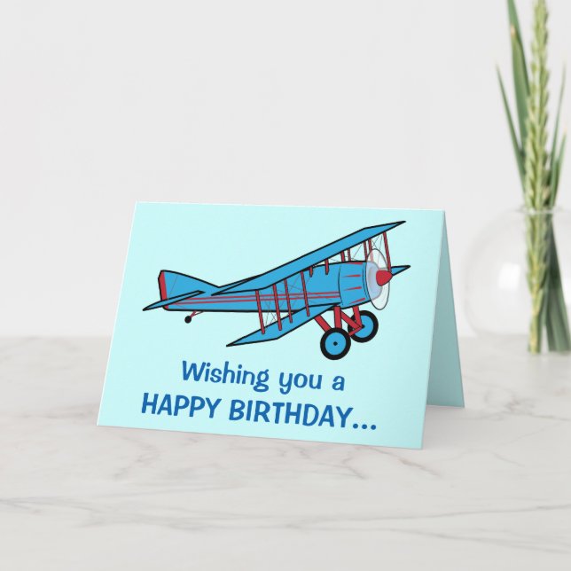 Grattis på födelsedagen med flygplan från hela Gan Kort (Framsida)