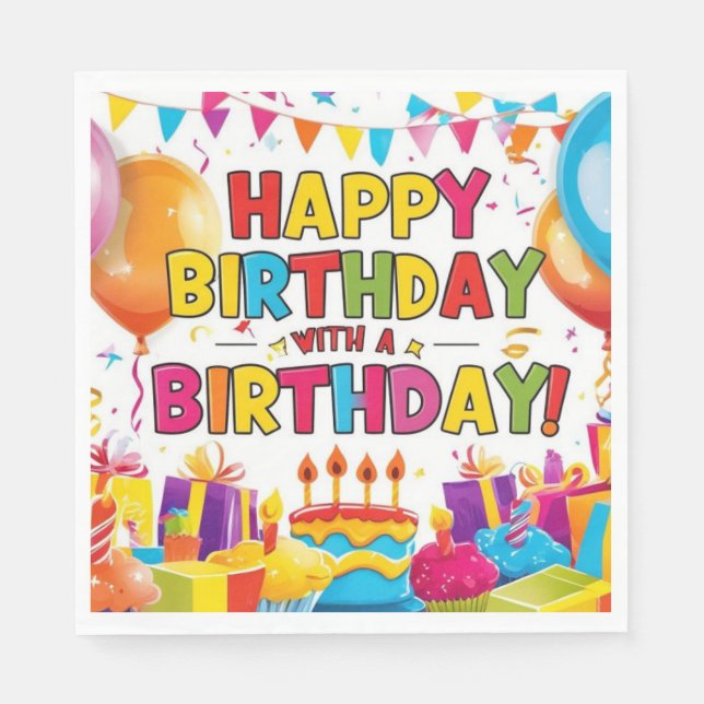 Grattis på födelsedagen med födelsedag pappersservett (Framsidan)