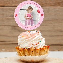 Grattis på födelsedagen med foto runt klistermärke