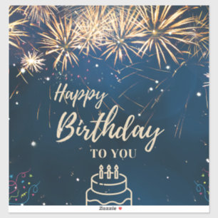 Grattis på födelsedagen med gnistor och blå stjärn klistermärken