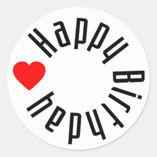 Grattis på födelsedagen med hjärta runt klistermärke