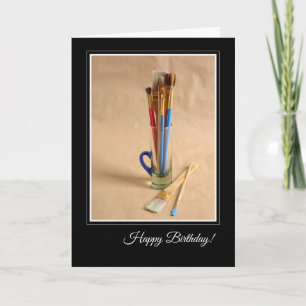 Grattis på födelsedagen med konstnärs Paintbrushes Kort