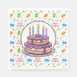 Grattis på födelsedagen med körsbär överst pappersservett