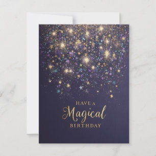 "Grattis på födelsedagen med lite magi" med glitte Vykort