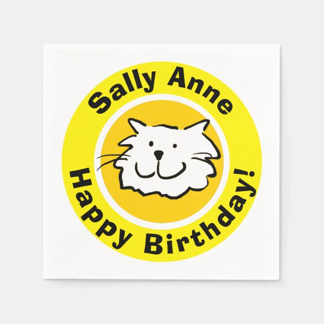 Grattis på födelsedagen med namn, kattälskare pappersservett (Framsidan)
