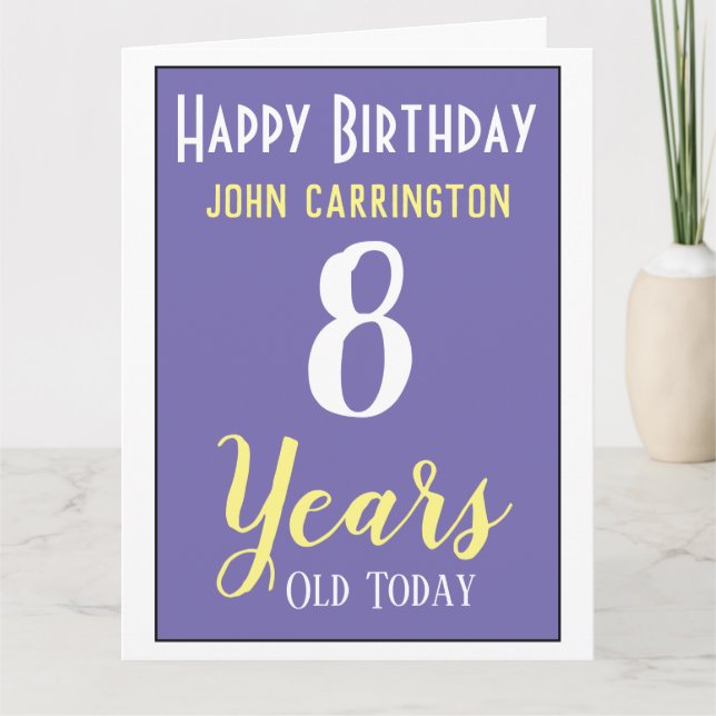 Grattis på födelsedagen med Namn och 8 års ålder Kort (Framsida)