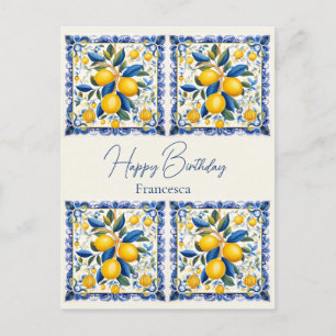 Grattis på födelsedagen med namn 💛 💚 vackra Azul Vykort
