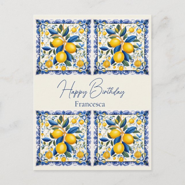 Grattis på födelsedagen med namn 💛 💚 vackra Azul Vykort (Framsida)