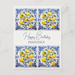 Grattis på födelsedagen med namn 💛 💙 vackra Azul Vykort