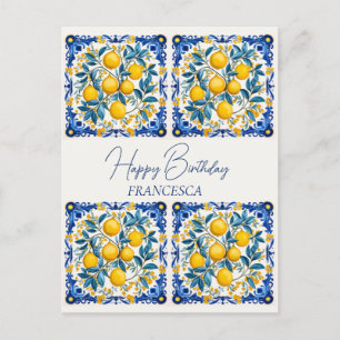 Grattis på födelsedagen med namn 💛 💚 vackra Azul Vykort