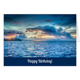 Grattis på födelsedagen med oceanvyfoto hälsningskort