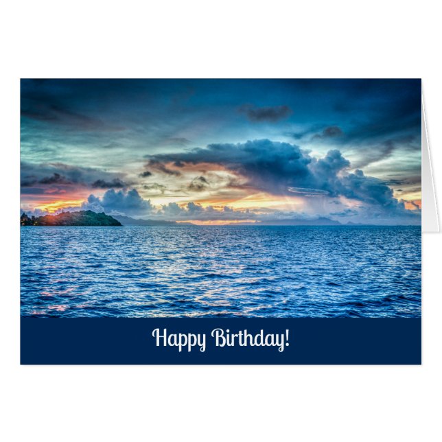 Grattis på födelsedagen med oceanvyfoto hälsningskort (Framsidan Horizontal)