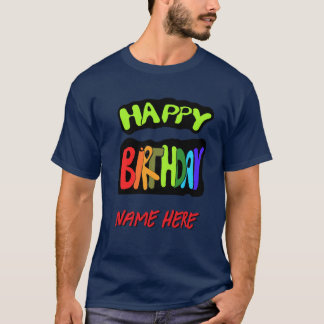 Grattis på födelsedagen med Personlig Namn T Shirt