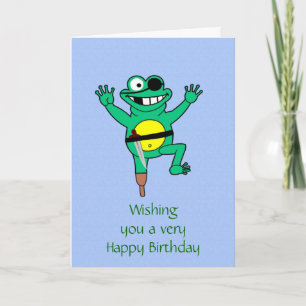 Grattis på födelsedagen med pirat groda och öga pl kort