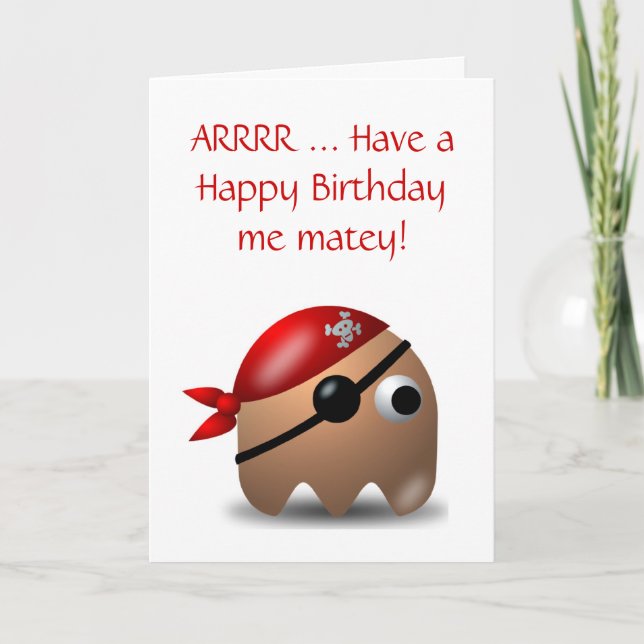 Grattis på födelsedagen med pirat och öga-plåster kort (Framsida)