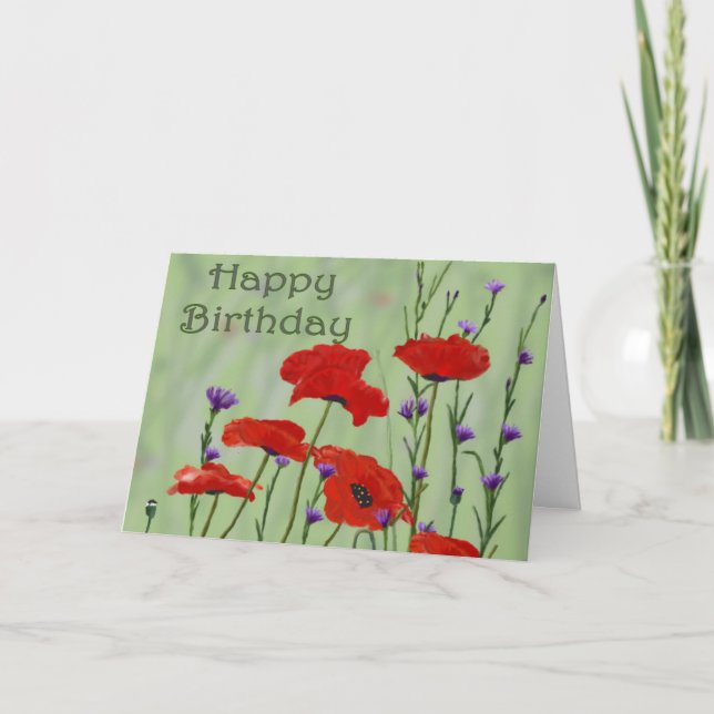 Grattis på födelsedagen med Poppies Kort (Framsida)